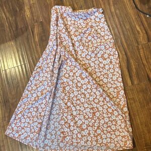 SHEIN Floral A-Line Skirt in Orange and White